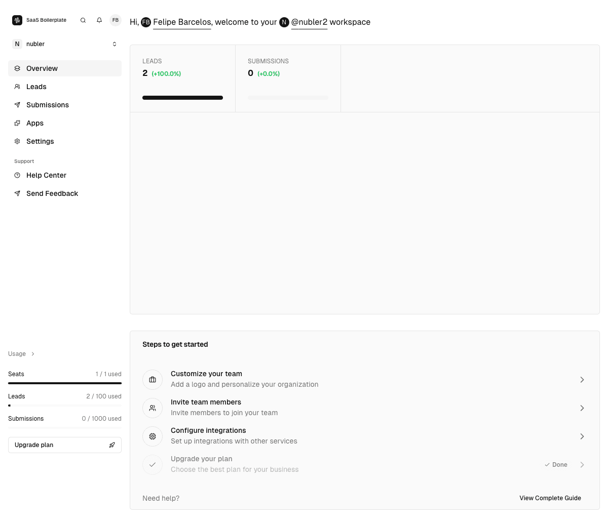 Visão geral dos primeiros passos, com a tela de boas-vindas e as etapas iniciais de configuração.